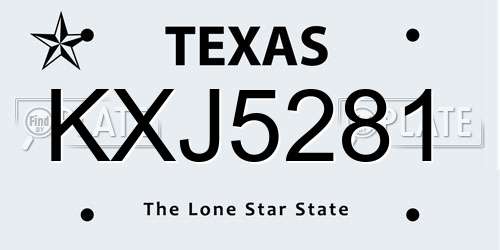 KXJ5281 Texas License Plate