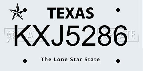 KXJ5286 Texas License Plate