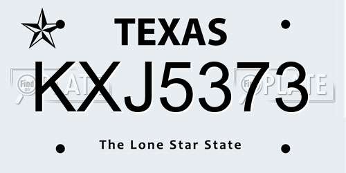 KXJ5373 Texas License Plate