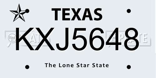 KXJ5648 Texas License Plate