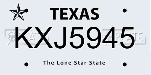 KXJ5945 Texas License Plate