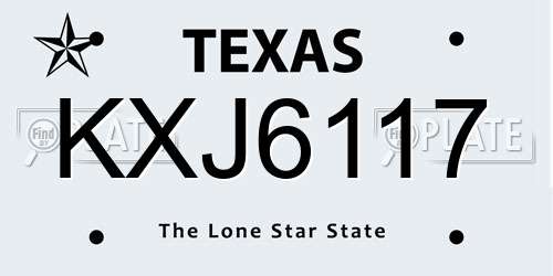 KXJ6117 Texas License Plate
