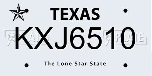 KXJ6510 Texas License Plate