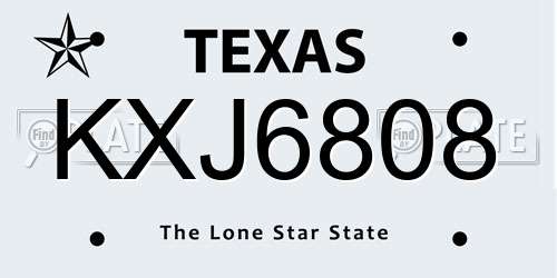KXJ6808 Texas License Plate