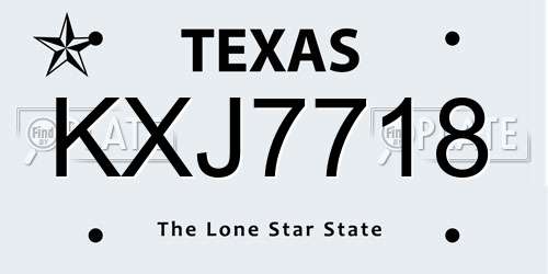 KXJ7718 Texas License Plate