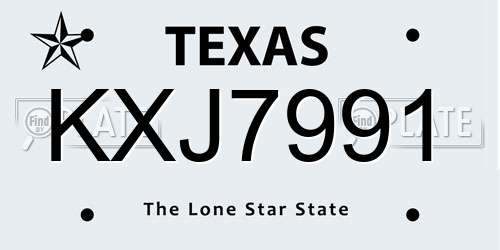 KXJ7991 Texas License Plate