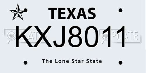 KXJ8011 Texas License Plate