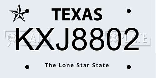 KXJ8802 Texas License Plate