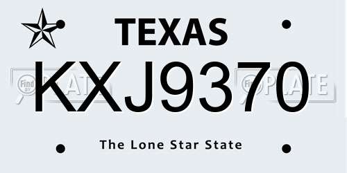 KXJ9370 Texas License Plate
