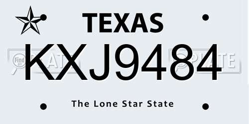 KXJ9484 Texas License Plate