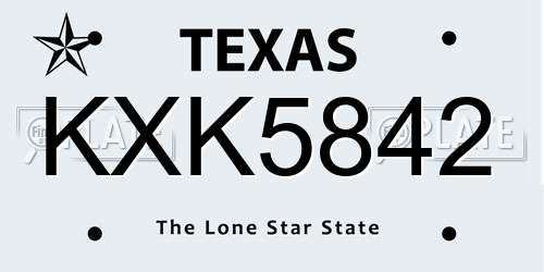 KXK5842 Texas License Plate