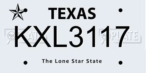 KXL3117 Texas License Plate