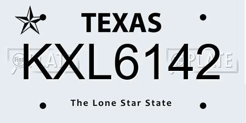 KXL6142 Texas License Plate
