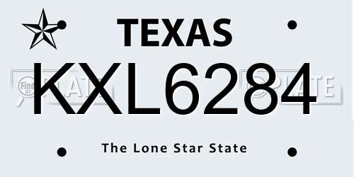 KXL6284 Texas License Plate