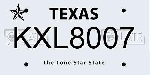 KXL8007 Texas License Plate