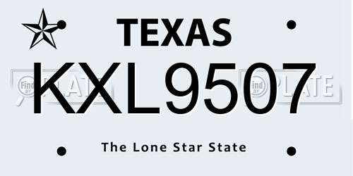 KXL9507 Texas License Plate