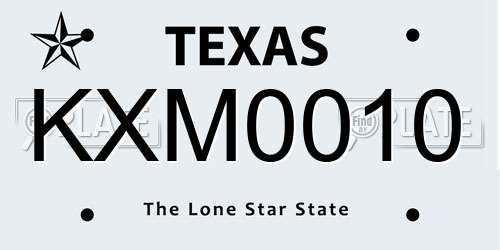 KXM0010 Texas License Plate