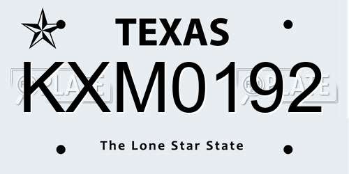 KXM0192 Texas License Plate