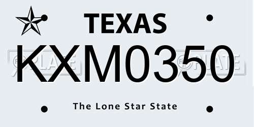 KXM0350 Texas License Plate