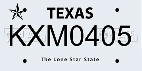 KXM0405 Texas License Plate