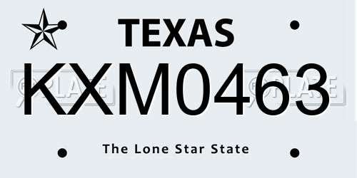 KXM0463 Texas License Plate
