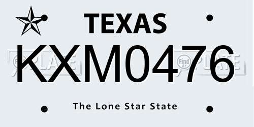 KXM0476 Texas License Plate