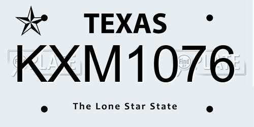 KXM1076 Texas License Plate