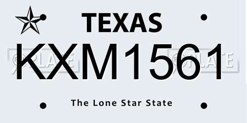 KXM1561 Texas License Plate