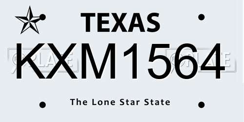 KXM1564 Texas License Plate