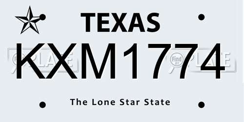 KXM1774 Texas License Plate