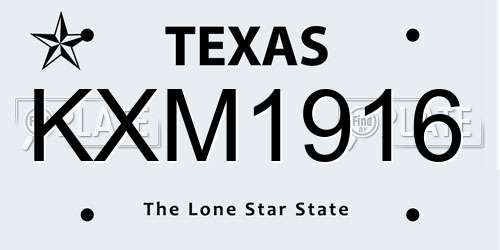 KXM1916 Texas License Plate