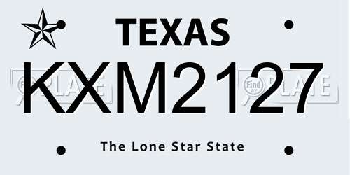KXM2127 Texas License Plate