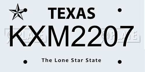 KXM2207 Texas License Plate
