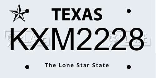 KXM2228 Texas License Plate
