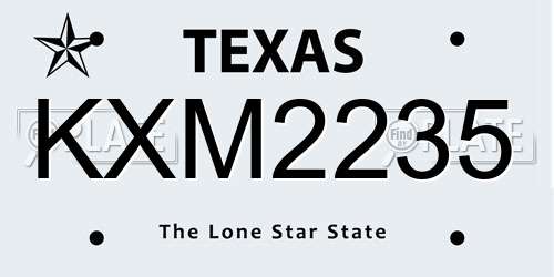 KXM2235 Texas License Plate