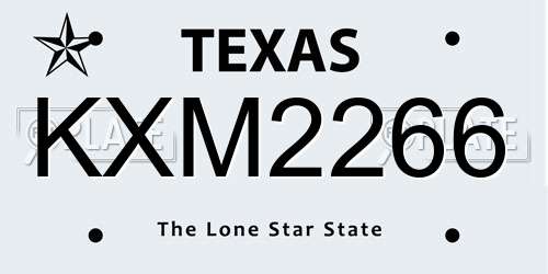 KXM2266 Texas License Plate