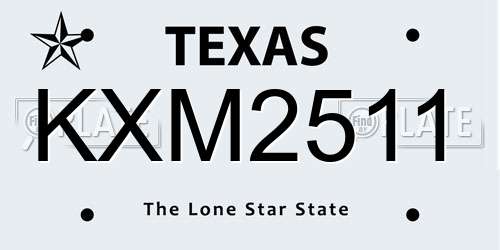KXM2511 Texas License Plate