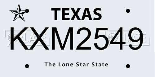 KXM2549 Texas License Plate