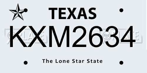 KXM2634 Texas License Plate