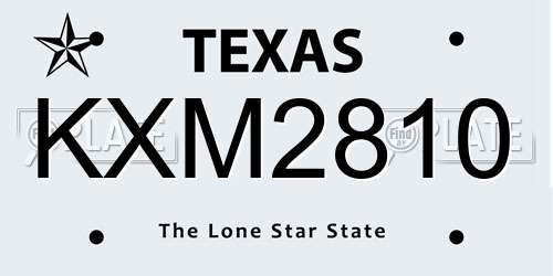 KXM2810 Texas License Plate
