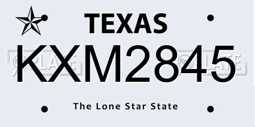 KXM2845 Texas License Plate