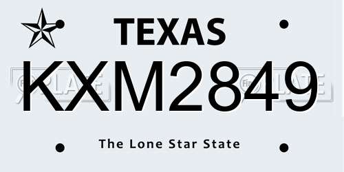 KXM2849 Texas License Plate
