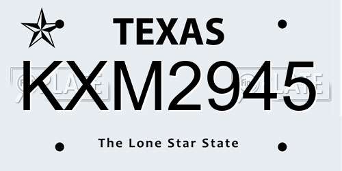 KXM2945 Texas License Plate