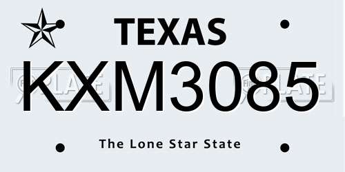 KXM3085 Texas License Plate