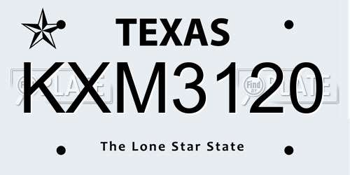 KXM3120 Texas License Plate