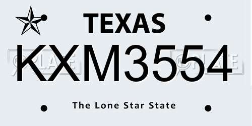 KXM3554 Texas License Plate