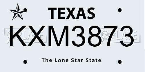 KXM3873 Texas License Plate