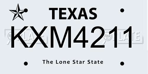 KXM4211 Texas License Plate