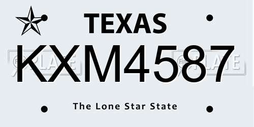 KXM4587 Texas License Plate