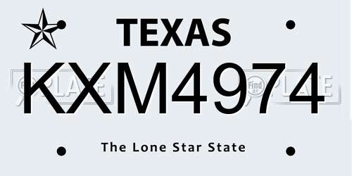 KXM4974 Texas License Plate